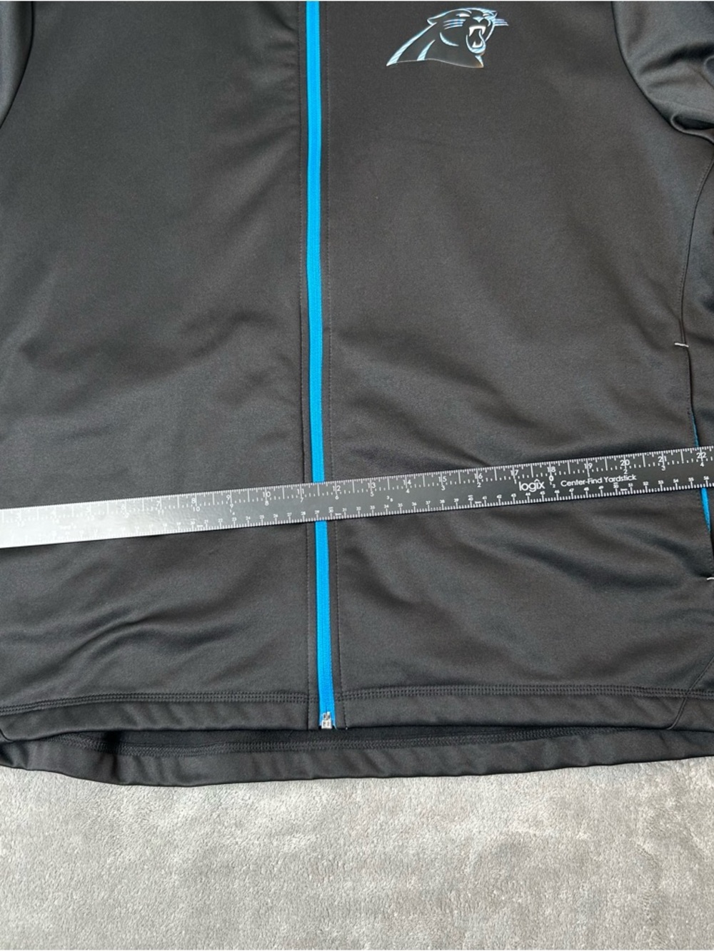 CAROLINA PANTHERS Sweater NFL Full Zip Track Jacket BLACK BLUE  & GRAY  Size XL - Picture 12 of 16